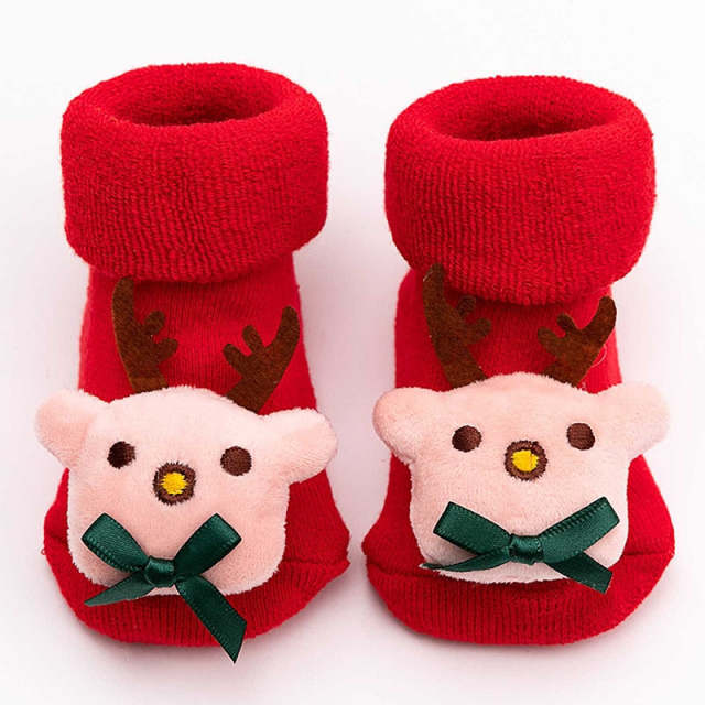 Christmas Socks for Girls Boys Non-slip Cotton Baby Winter Xmas Socks