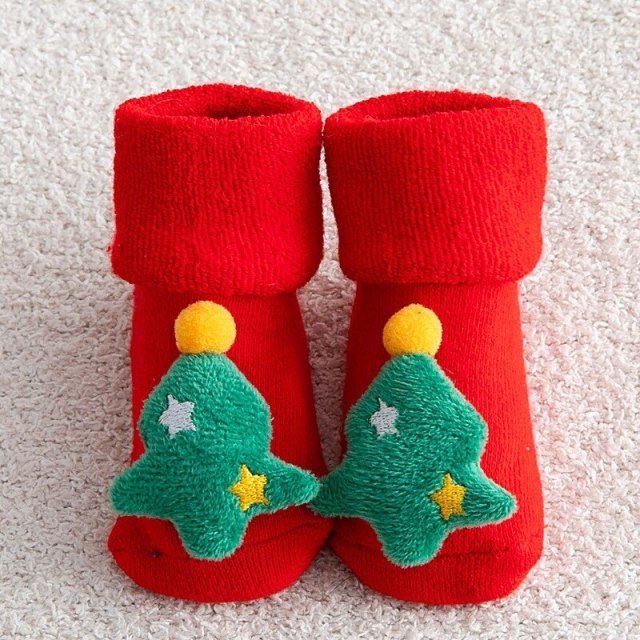 Christmas Socks for Girls Boys Non-slip Cotton Baby Winter Xmas Socks