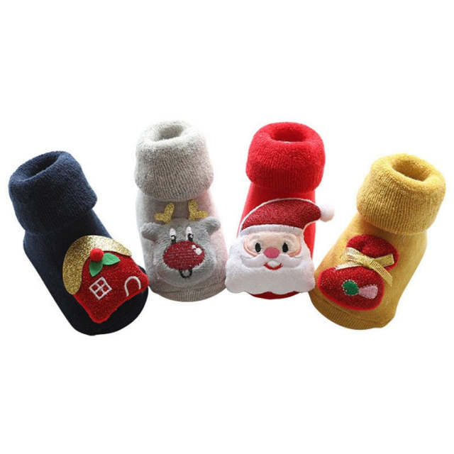 Winter Child Christmas Socks Woolen Ring Thickened Newborn Baby Socks