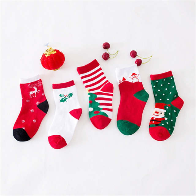 5Pairs Christmas Socks New Year Baby Boys Girls Winter Cotton Floor Socks