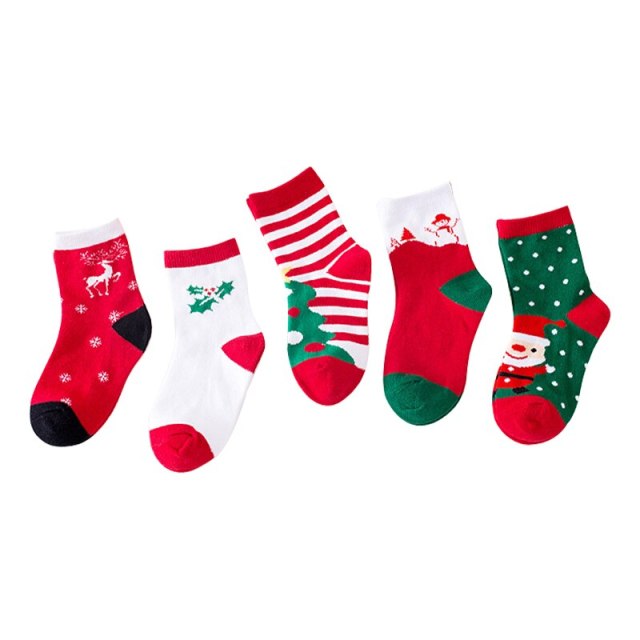 5Pairs Christmas Socks New Year Baby Boys Girls Winter Cotton Floor Socks