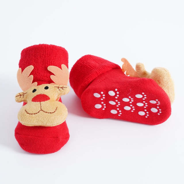 Christmas Socks for Girls Boys Non-slip Cotton Baby Winter Xmas Socks