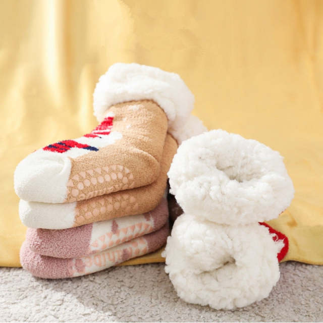 Winter Thicken Baby Christmas Socks Cotton Warm Floor Kids Sock Non-Slip