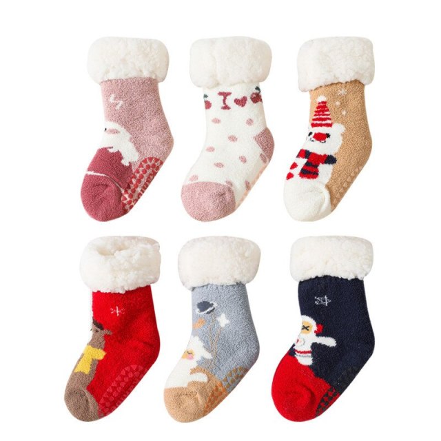 Winter Thicken Baby Christmas Socks Cotton Warm Floor Kids Sock Non-Slip