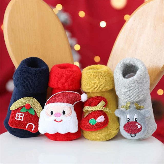 Winter Child Christmas Socks Woolen Ring Thickened Newborn Baby Socks