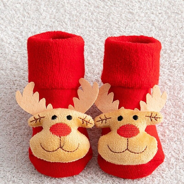 Christmas Socks for Girls Boys Non-slip Cotton Baby Winter Xmas Socks