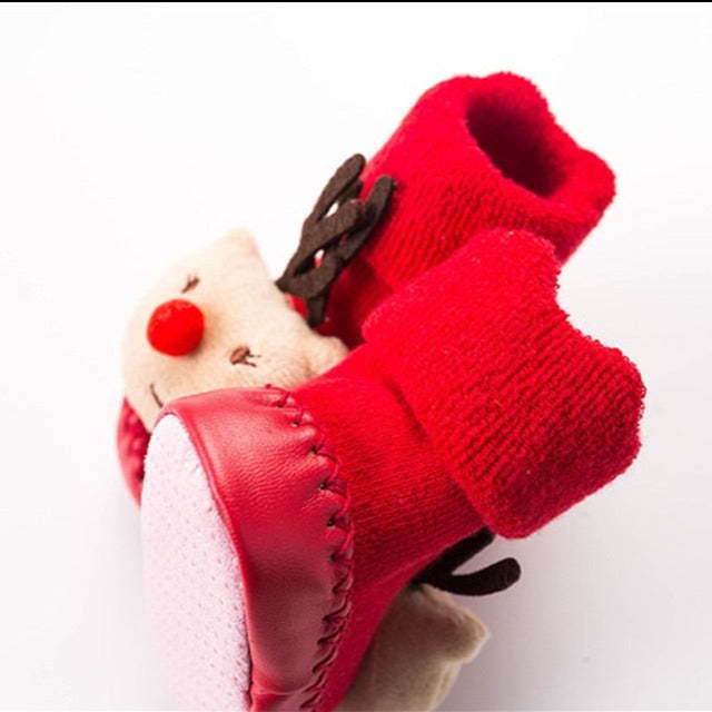 Christmas Doll Baby Socks Newborn Keep Warm Non-Slip Floor Socks Shoes