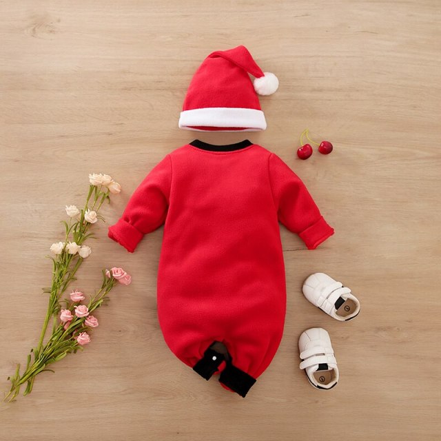 Christmas Set For Baby Boy Girl Romper Penguin Fleece Jumpsuit with Hat