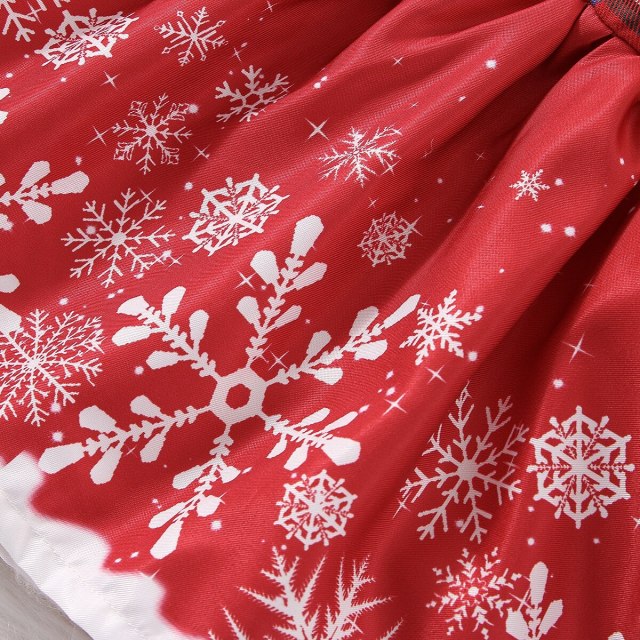 Christmas Red Plaid Ruffle Long-sleeve Dress For Baby Girl with Headband