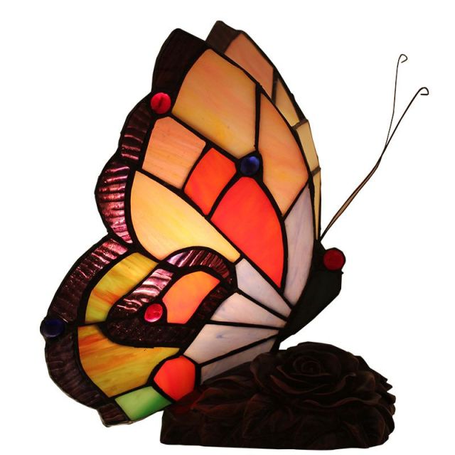 Tiffany Butterfly Night Light,OOVOV Creative Stain Glass Butterfly Nightlight with Resin Base for Kids Room Little Desk Lamp Light Best Gift