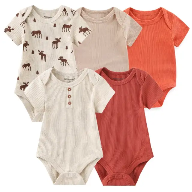 5 Pces Baby Girl Summer Clothes Set Unisex NewBorn Bodysuits Romper