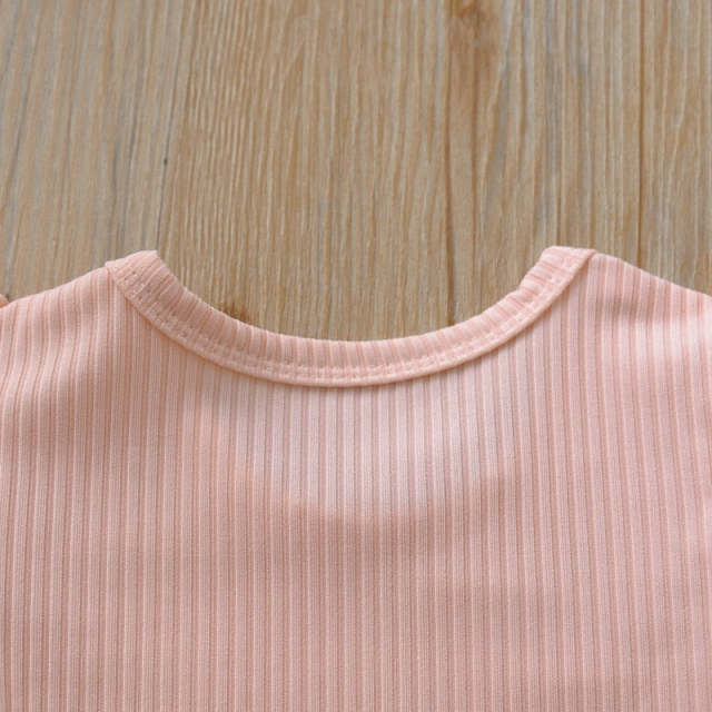 Newborn Baby Girl Summer Clothes Cotton Solid  Short Sleeve Jumpsuit