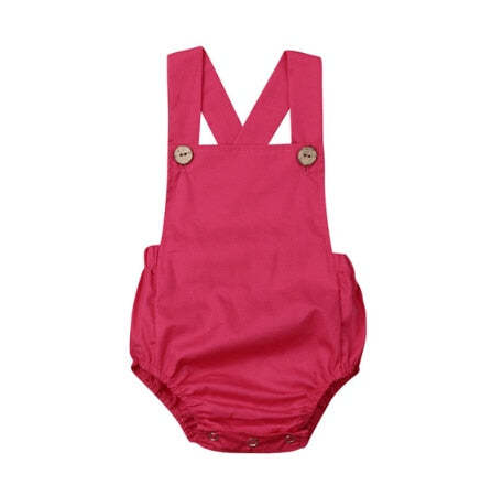 Newborn Baby Boy Girl Cotton Line Sleeveless Straps Bodysuit Romper