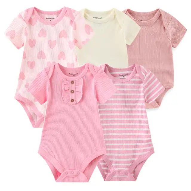 5 Pces Baby Girl Summer Clothes Set Unisex NewBorn Bodysuits Romper