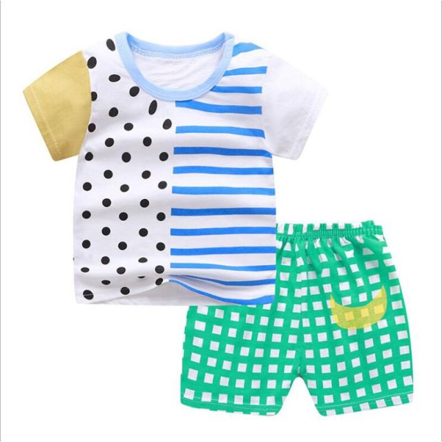 Summer Clothing Sets For Baby Boys Girls Soft Cotton Top+Pants Sets