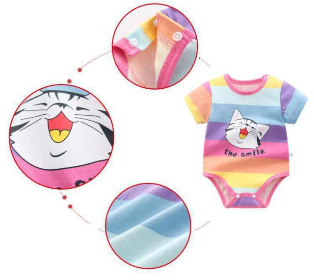 Baby Girl Summer Bodysuit Cartoon Baby Clothing 0-3Y Baby Pajamas