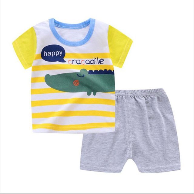 Summer Clothing Sets For Baby Boys Girls Soft Cotton Top+Pants Sets