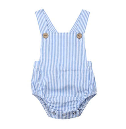 Newborn Baby Boy Girl Cotton Line Sleeveless Straps Bodysuit Romper