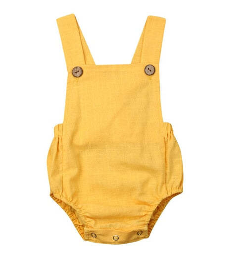Newborn Baby Boy Girl Cotton Line Sleeveless Straps Bodysuit Romper