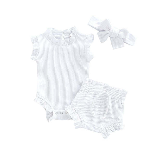 Newborn Baby Girls Ruffles Romper+Bloomers Shorts Summer Clothes Sets