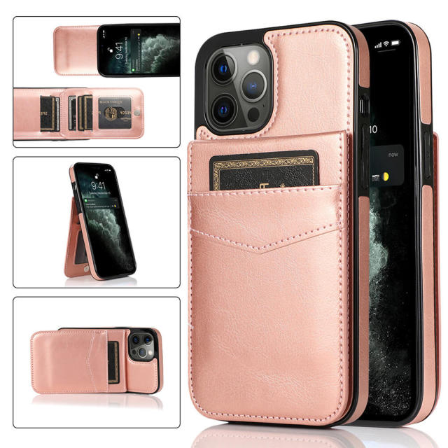 iPhone 14 Case Wallet with Credit Card Holder, PU Leather Magnetic Clasp Kickstand Protective Cover for Apple