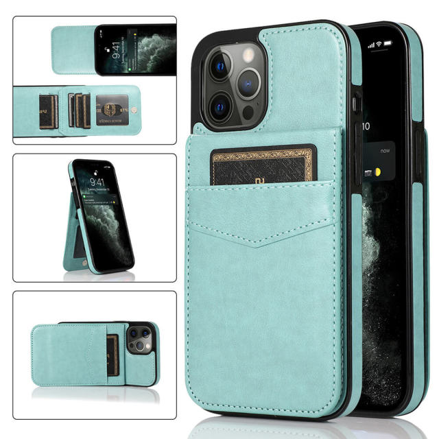 iPhone 14 Case Wallet with Credit Card Holder, PU Leather Magnetic Clasp Kickstand Protective Cover for Apple