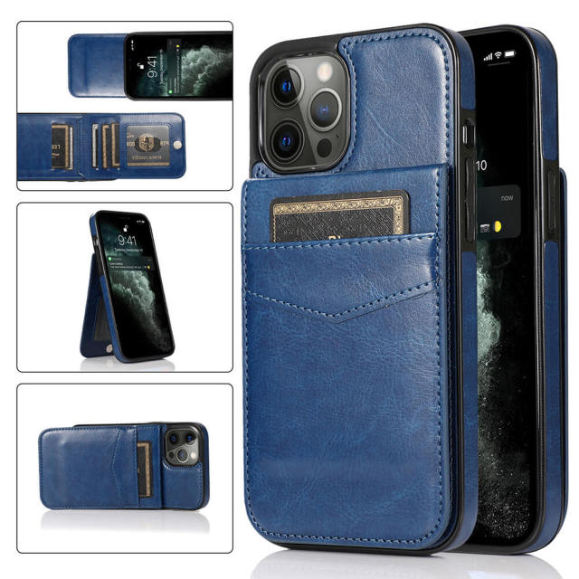 iPhone 14 Case Wallet with Credit Card Holder, PU Leather Magnetic Clasp Kickstand Protective Cover for Apple