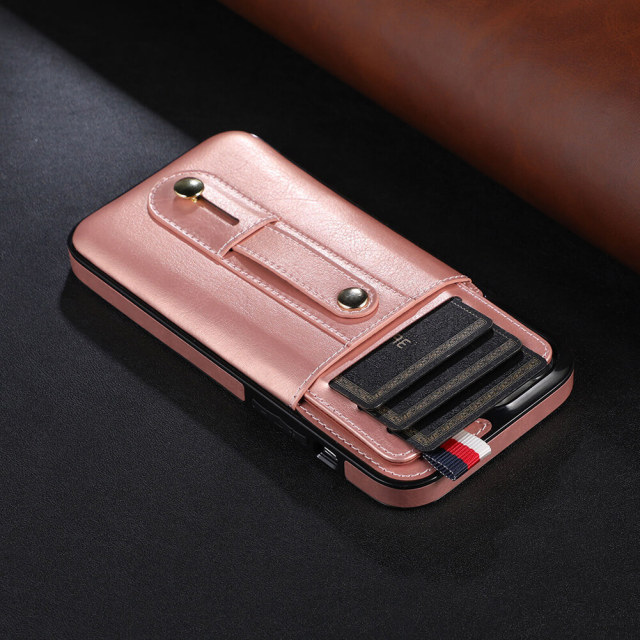 Phone Case For iPhone 14 Pro Max , PU Leather Wallet Case Back with Pull Card Slot Kickstand Ring Strap Protective Cover for Apple