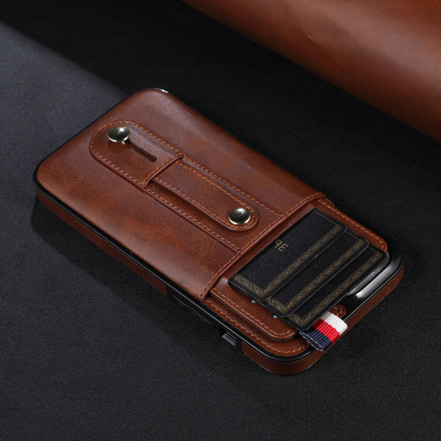 Phone Case For iPhone 14 Pro Max , PU Leather Wallet Case Back with Pull Card Slot Kickstand Ring Strap Protective Cover for Apple