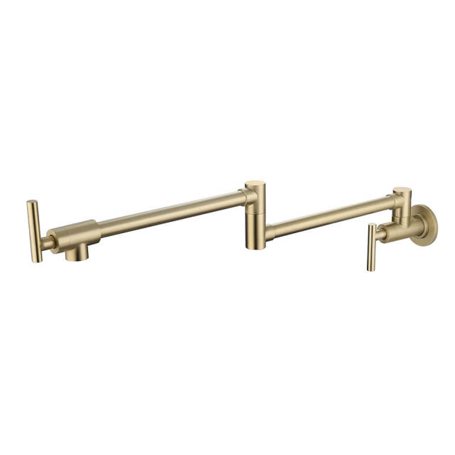 Folding Faucet,Pot Filler Faucet Wall Mount,Brass Stretchable Double Joint Swing Arm Pot Filler Copper Rotatable Wall Faucet