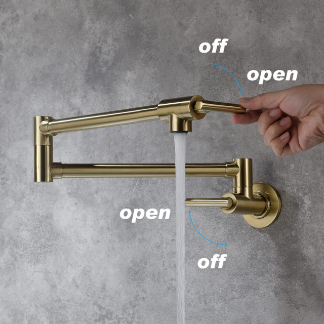 Folding Faucet,Pot Filler Faucet Wall Mount,Brass Stretchable Double Joint Swing Arm Pot Filler Copper Rotatable Wall Faucet