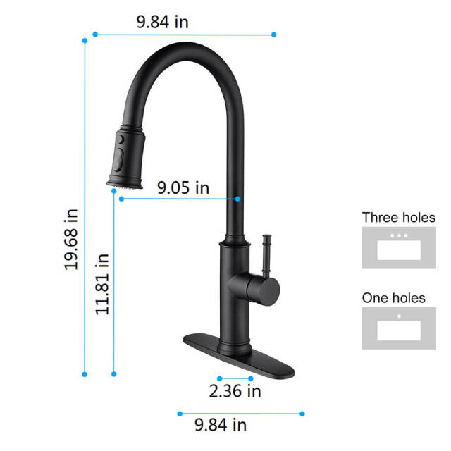 Black Kitchen Faucets with Pull Down Sprayer Kitchen Sink Faucet with Pull Out Sprayer Single Hole Deck Mount Single Handle Stainless Steel