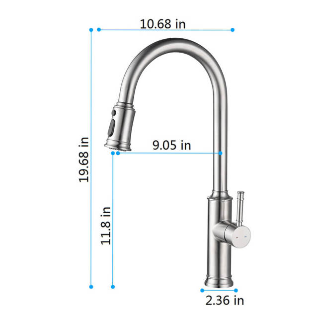 Single Handles Stainless Steel Kitchen Sink Faucets,High Arc Brushed Nickel Pull Out Kitchen Faucet with Pull Down Sprayer