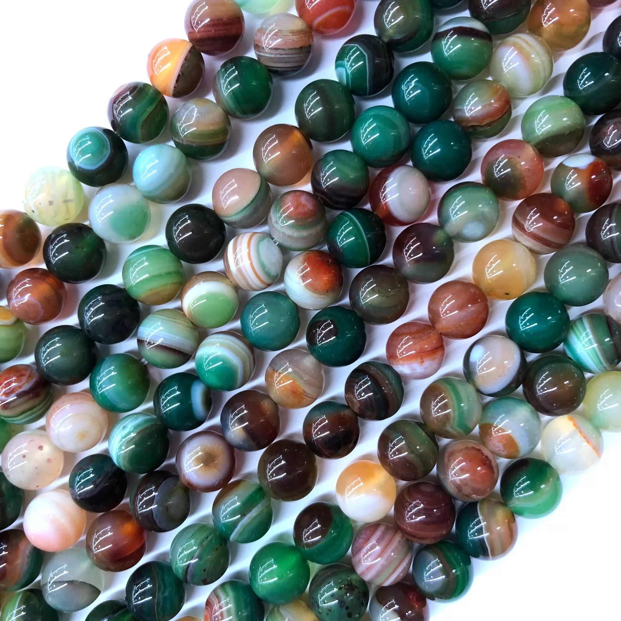 Two-tone Green Banded Agate, Plain Round, Approx 4mm-12mm, Approx 380mm