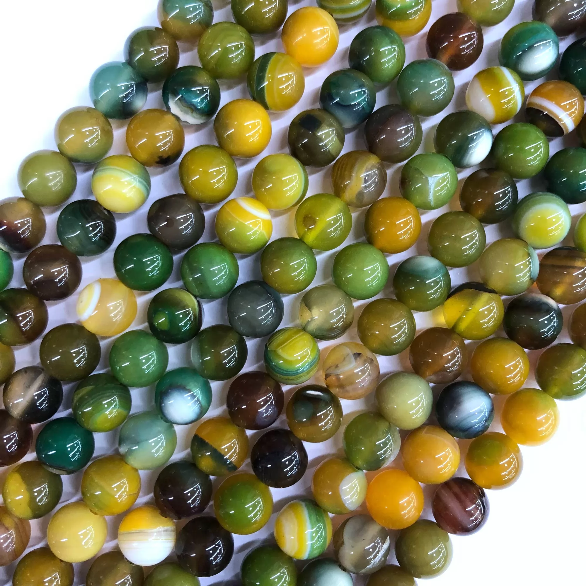 Yellow Green Banded Agate, Plain Round, Approx 4mm-12mm, Approx 380mm
