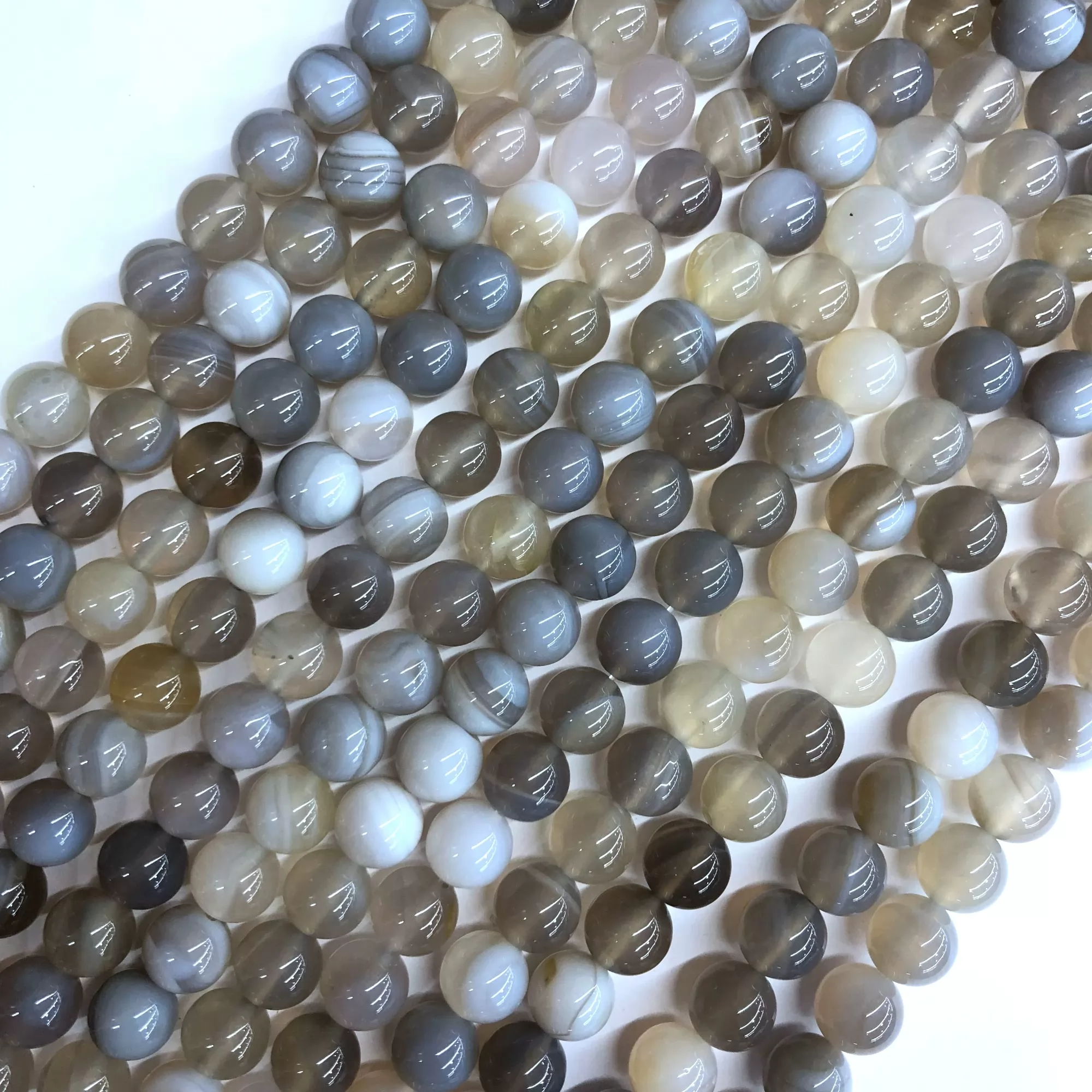 Grey Banded Agate, Plain Round, Approx 4mm-12mm, Approx 380mm