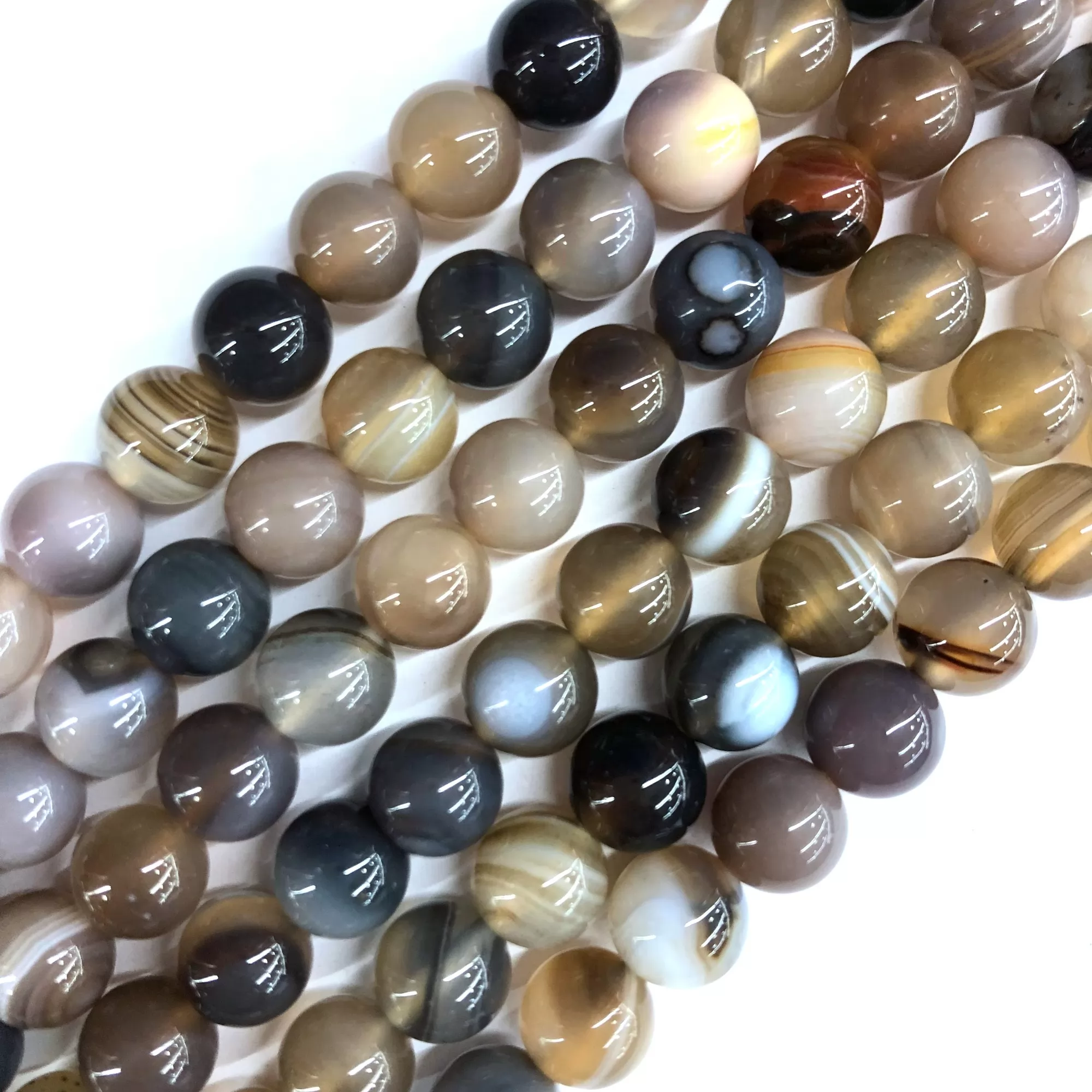 Botswana Color Banded Agate, Plain Round, Approx 4mm-12mm, Approx 380mm