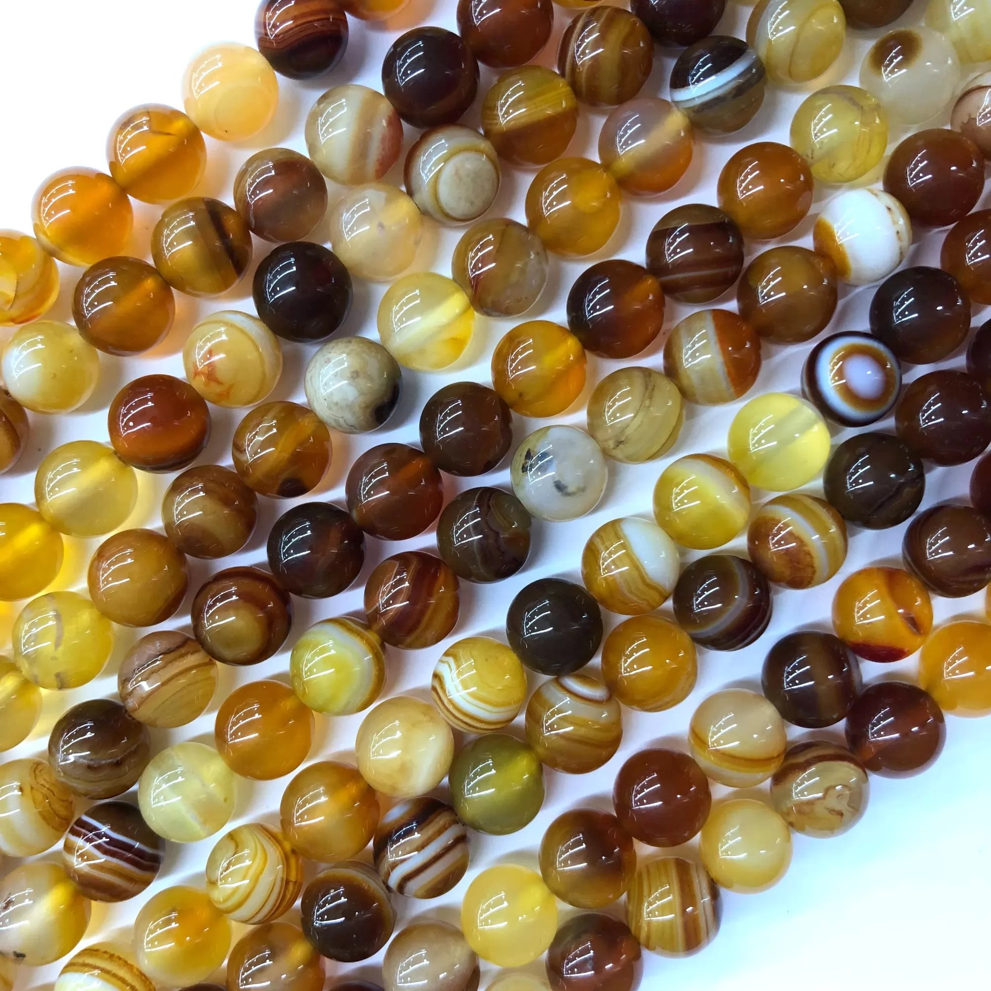 Amber Banded Agate, Plain Round, Approx 4mm-12mm, Approx 380mm