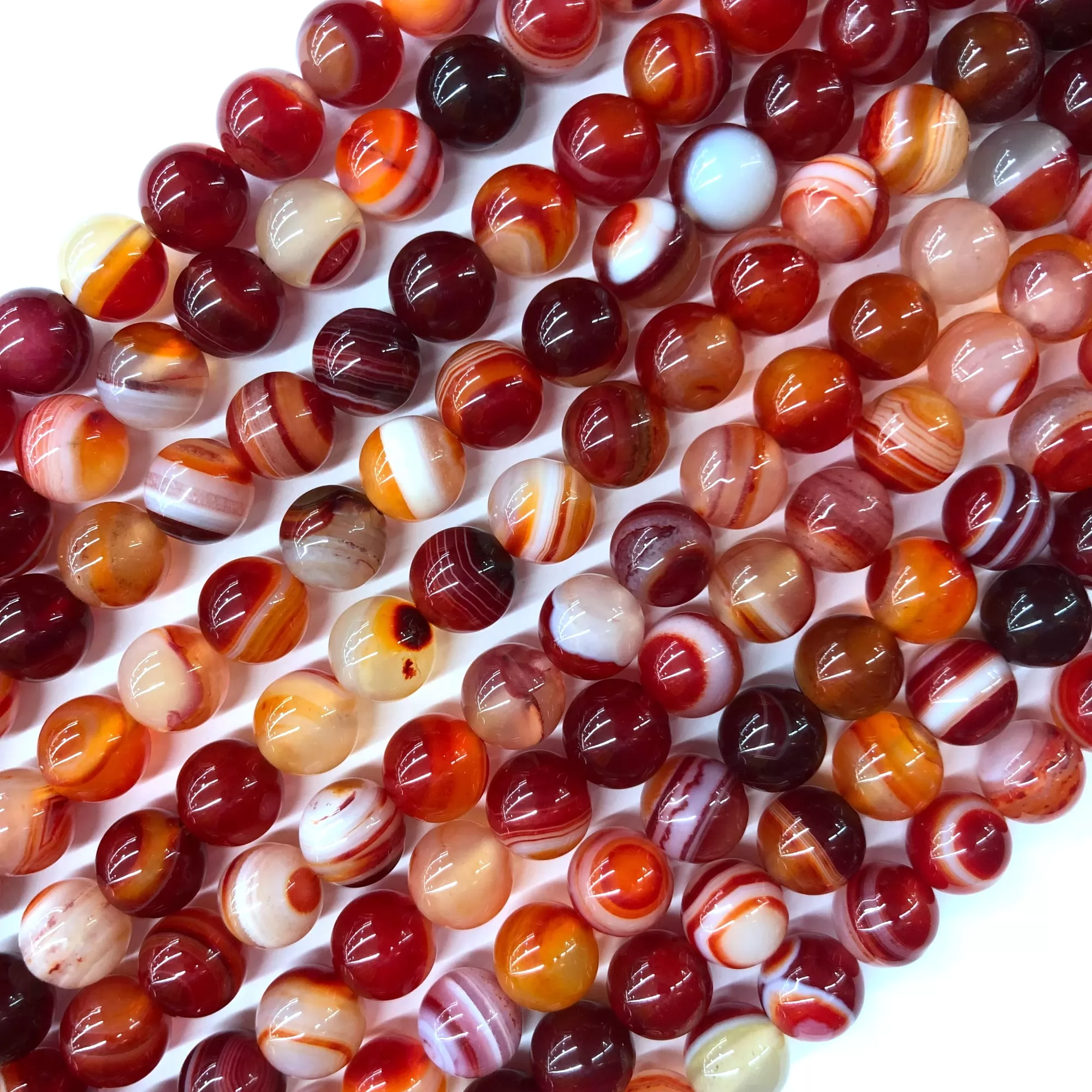 Orange Red Banded Agate, Plain Round, Approx 4mm-12mm, Approx 380mm