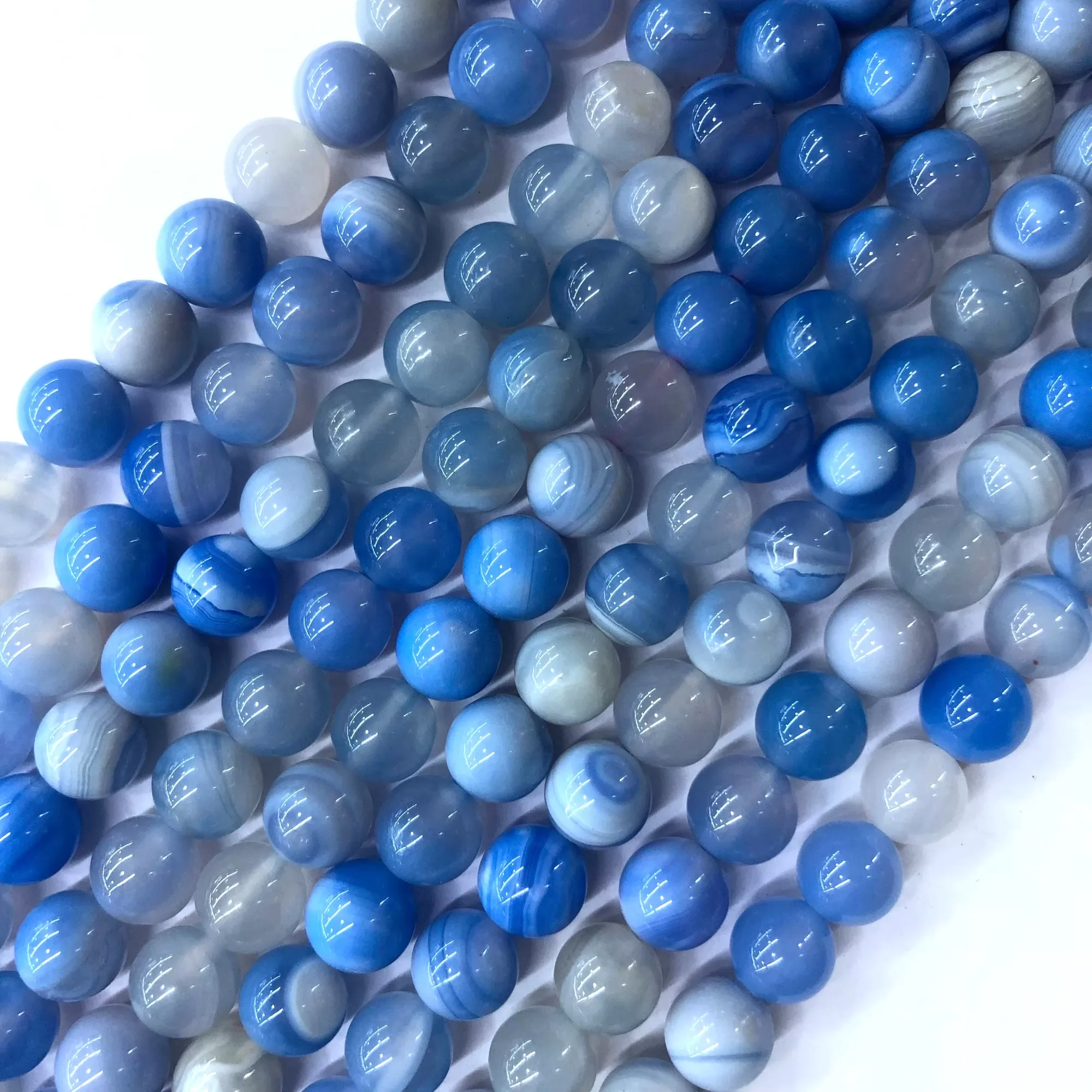 Light Sky Blue Banded Agate, Plain Round, Approx 4mm-12mm, Approx 380mm