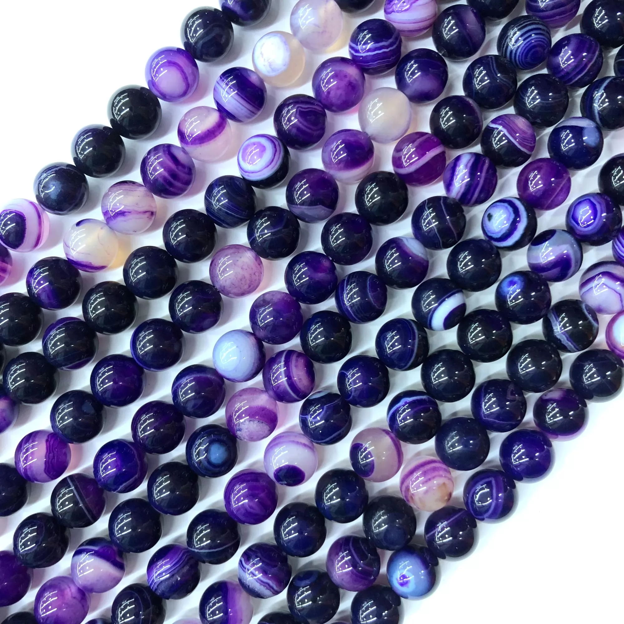 Purple Banded Agate, Plain Round, Approx 4mm-12mm, Approx 380mm