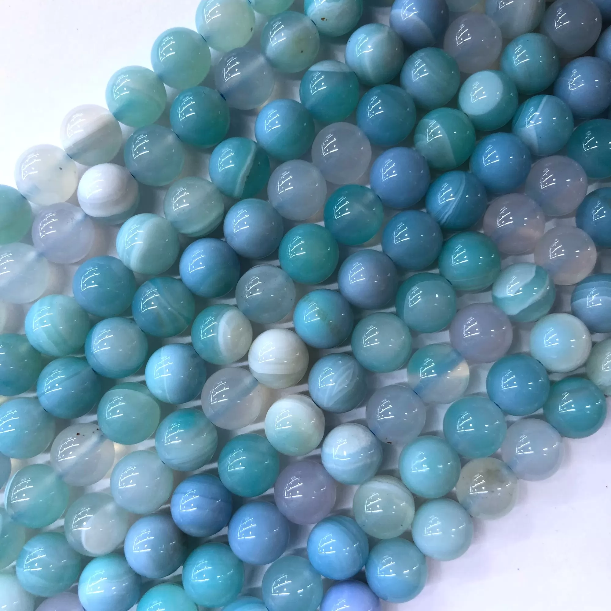Light Blue Banded Agate, Plain Round, Approx 4mm-12mm, Approx 380mm