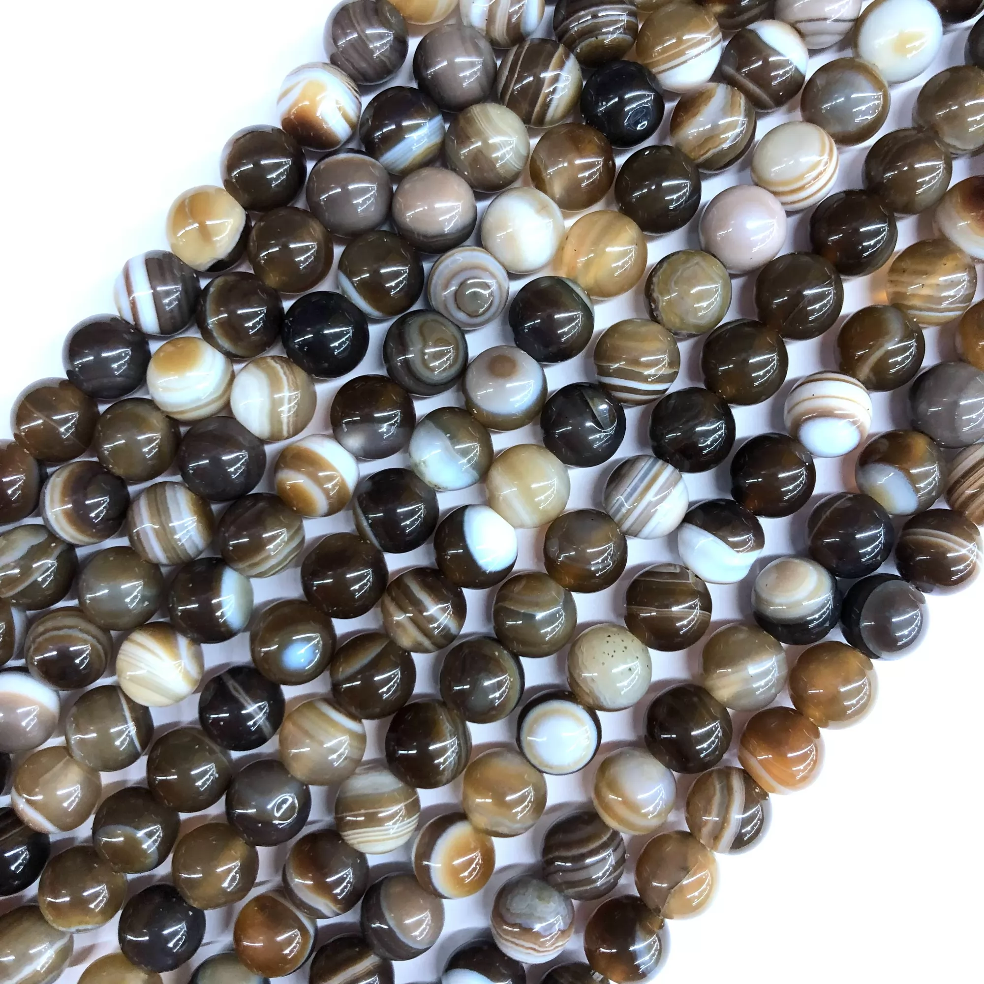 Coffee Banded Agate, Plain Round, Approx 4mm-12mm, Approx 380mm