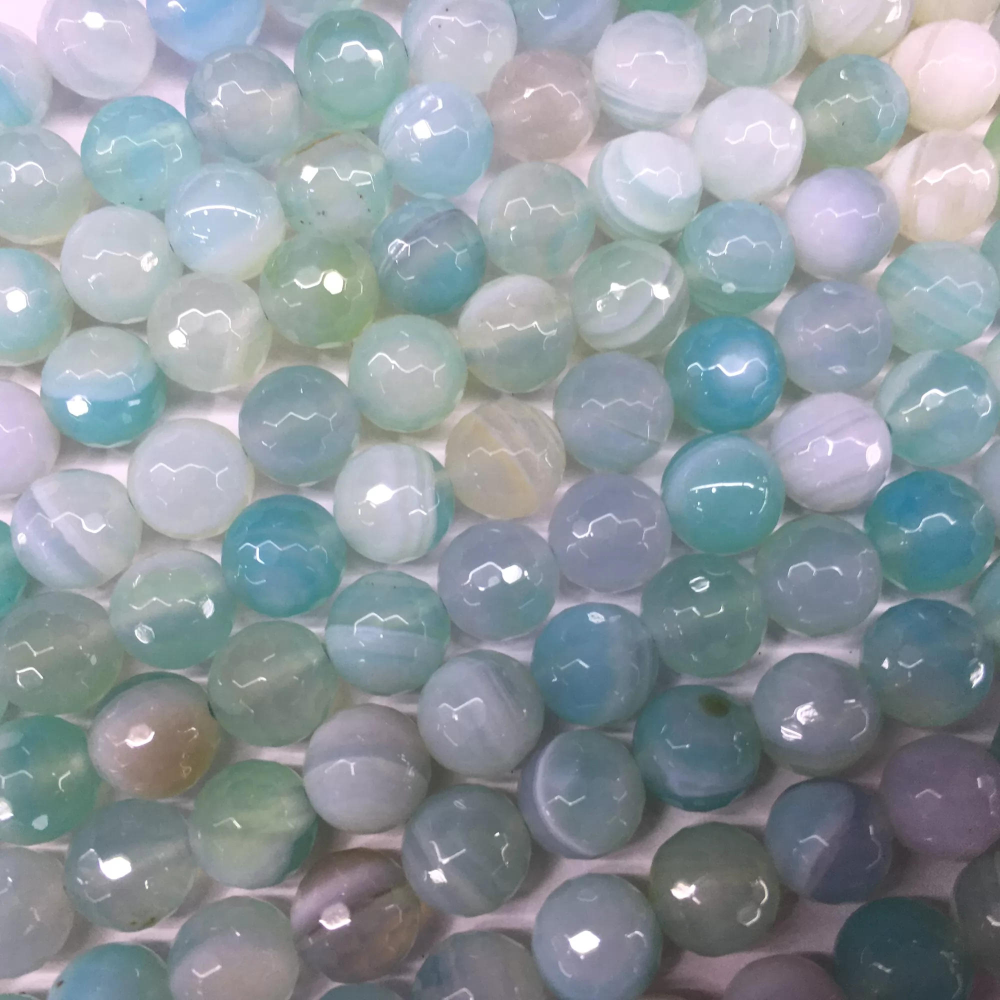 Light Blue Banded Agate, Faceted Round, Approx 4mm-12mm, Approx 380mm