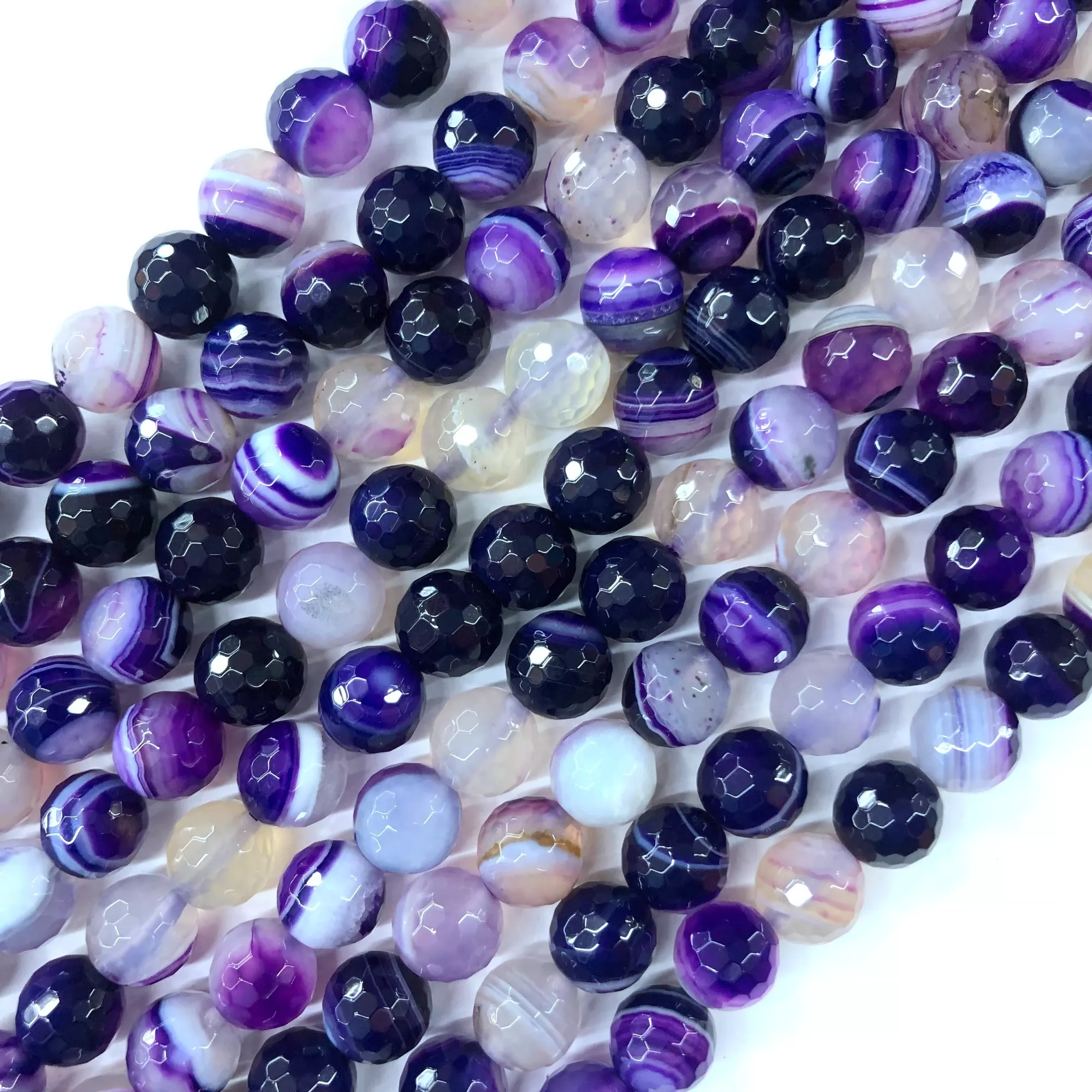 Purple Banded Agate, Faceted Round, Approx 4mm-12mm, Approx 380mm