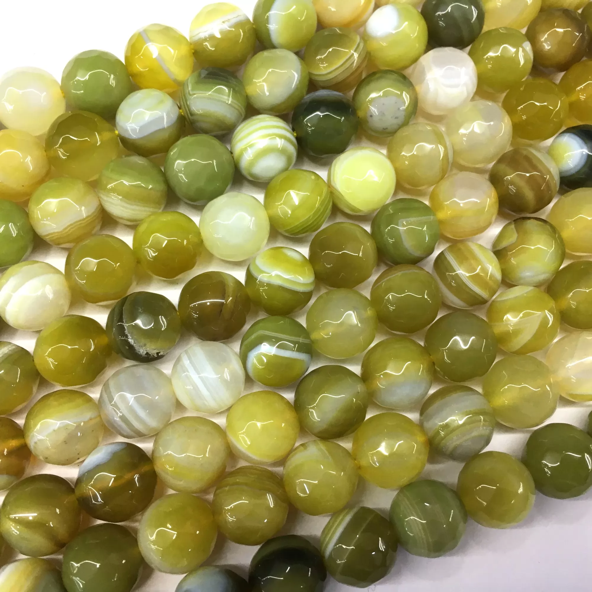 Fruit Green Banded Agate, Faceted Round, Approx 4mm-12mm, Approx 380mm