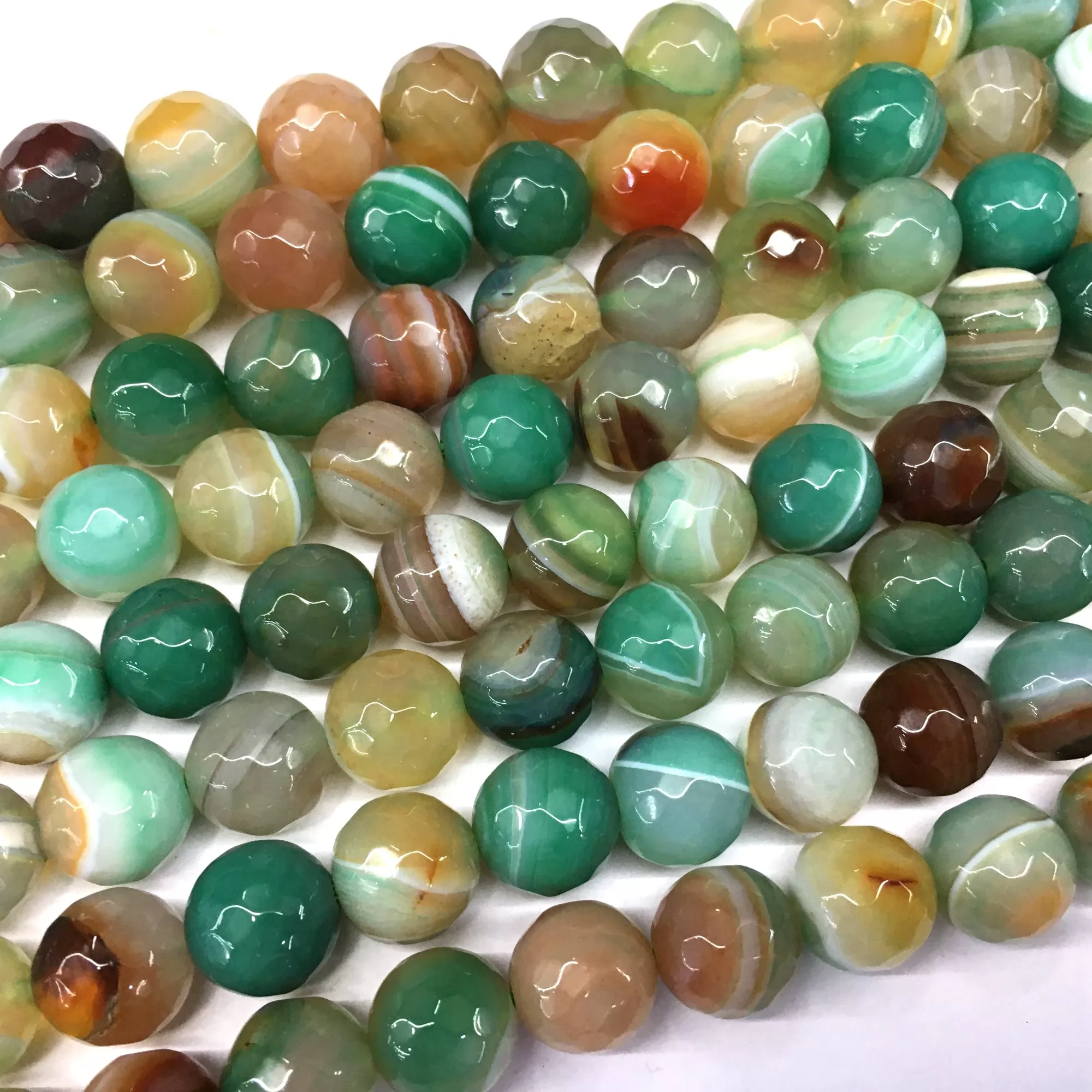 Two-color Green Banded Agate, Faceted Round, Approx 4mm-12mm, Approx 380mm