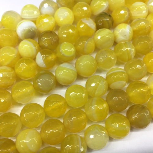 Yellow Banded Agate, Faceted Round, Approx 4mm-12mm, Approx 380mm