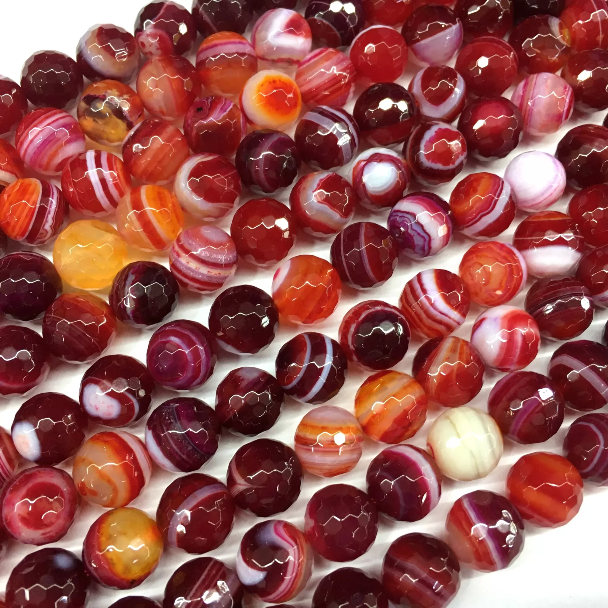 Christmas Red Banded Agate, Faceted Round, Approx 4mm-12mm, Approx 380mm