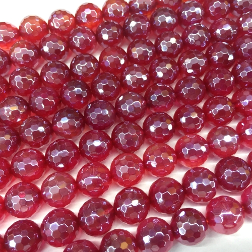 Red Agate Heated, Faceted Round, AB Coating, Approx 6mm-12mm, Approx 380mm